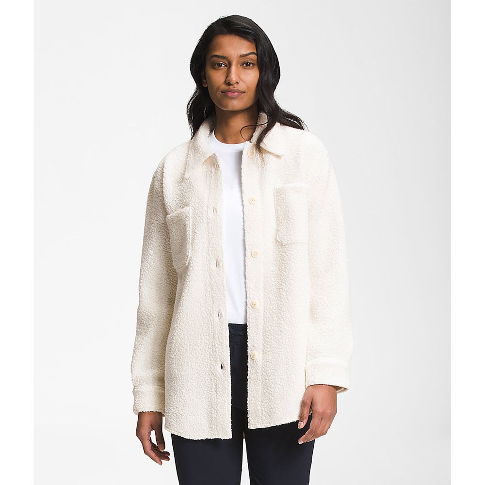 The North Face Fleece Womens Australia - The North Face Wool Harrison Shacket White (GFV-672054)